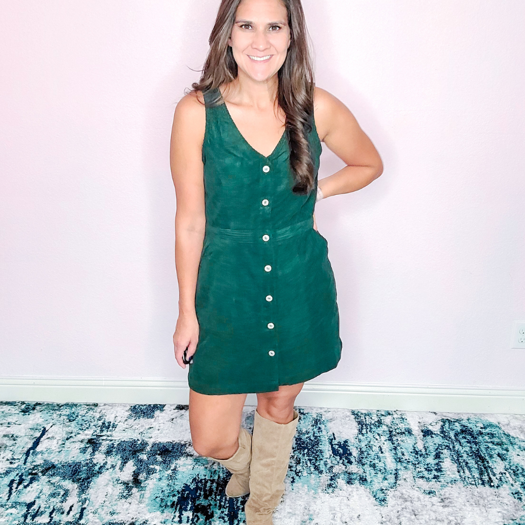 Green corduroy outlet dress